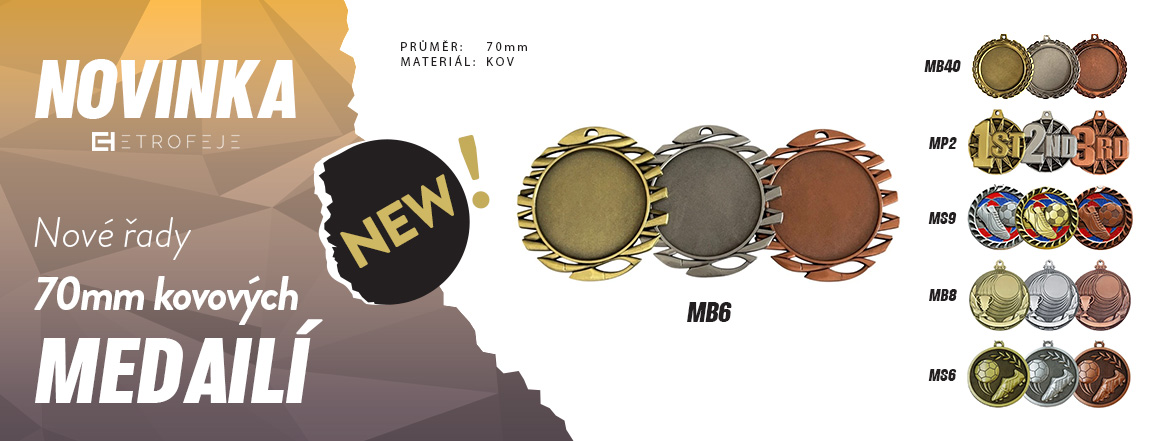 nové řady kovových medailí 70mm