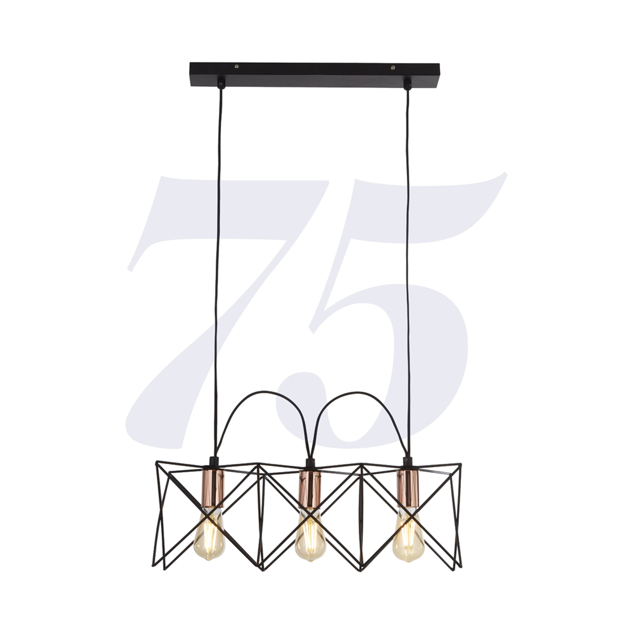 Searchlight Anthea 3Lt Pendant - Black Metal & Copper