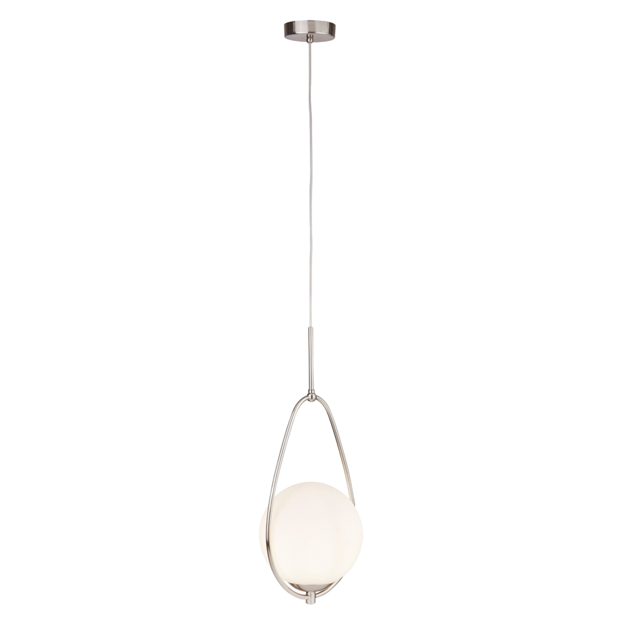 Searchlight Avalon  Pendant  - Satin Silver Metal & Opal Glass