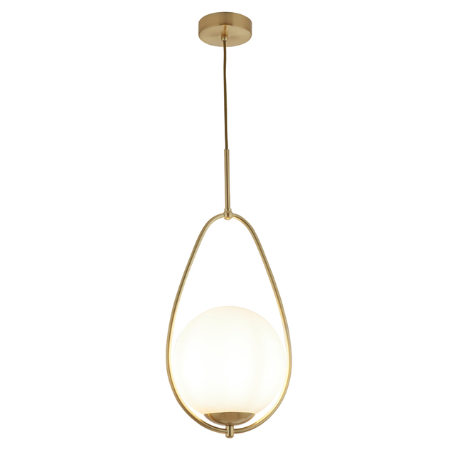 Searchlight Avalon  Pendant  - Gold Metal & Opal Glass