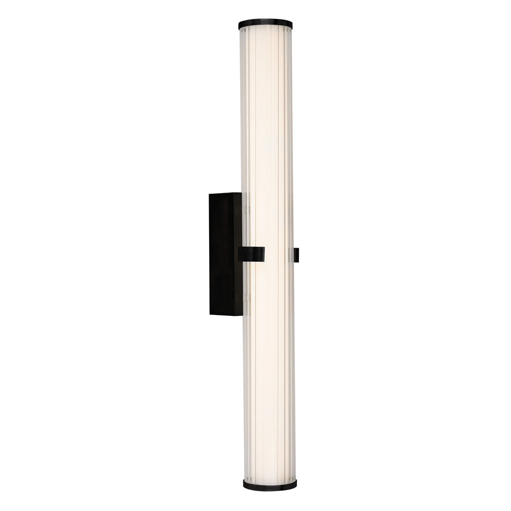 Searchlight Clamp Wall Light - Black Metal, Ribbed Clear & Opal Diffuser