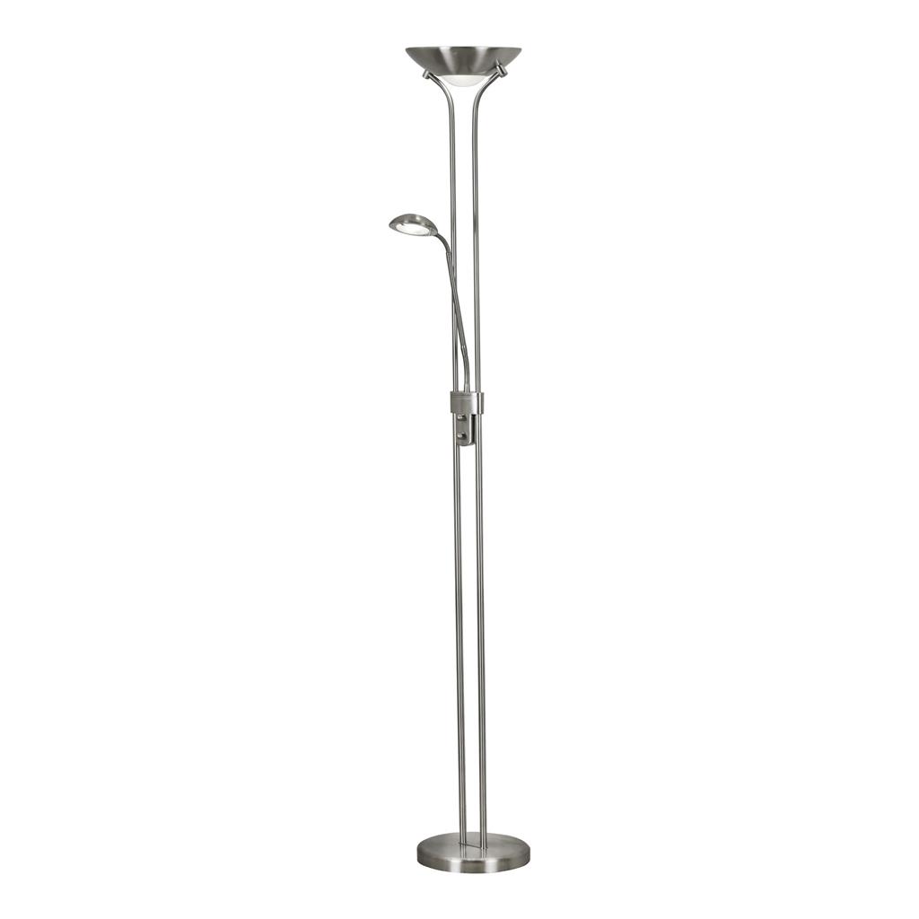 Searchlight Mother & Child Floor Lamp - Satin Silver Metal & Glass