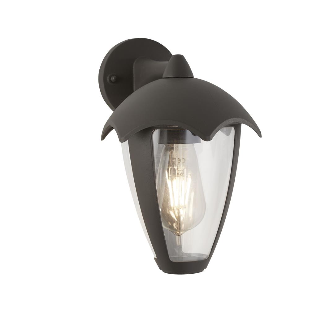 Searchlight Bluebell Outdoor Wall Light - Grey Metal & Clear Polycarb