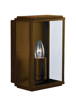 Searchlight Box Outdoor Wall Light - Rustic Brown & Glass