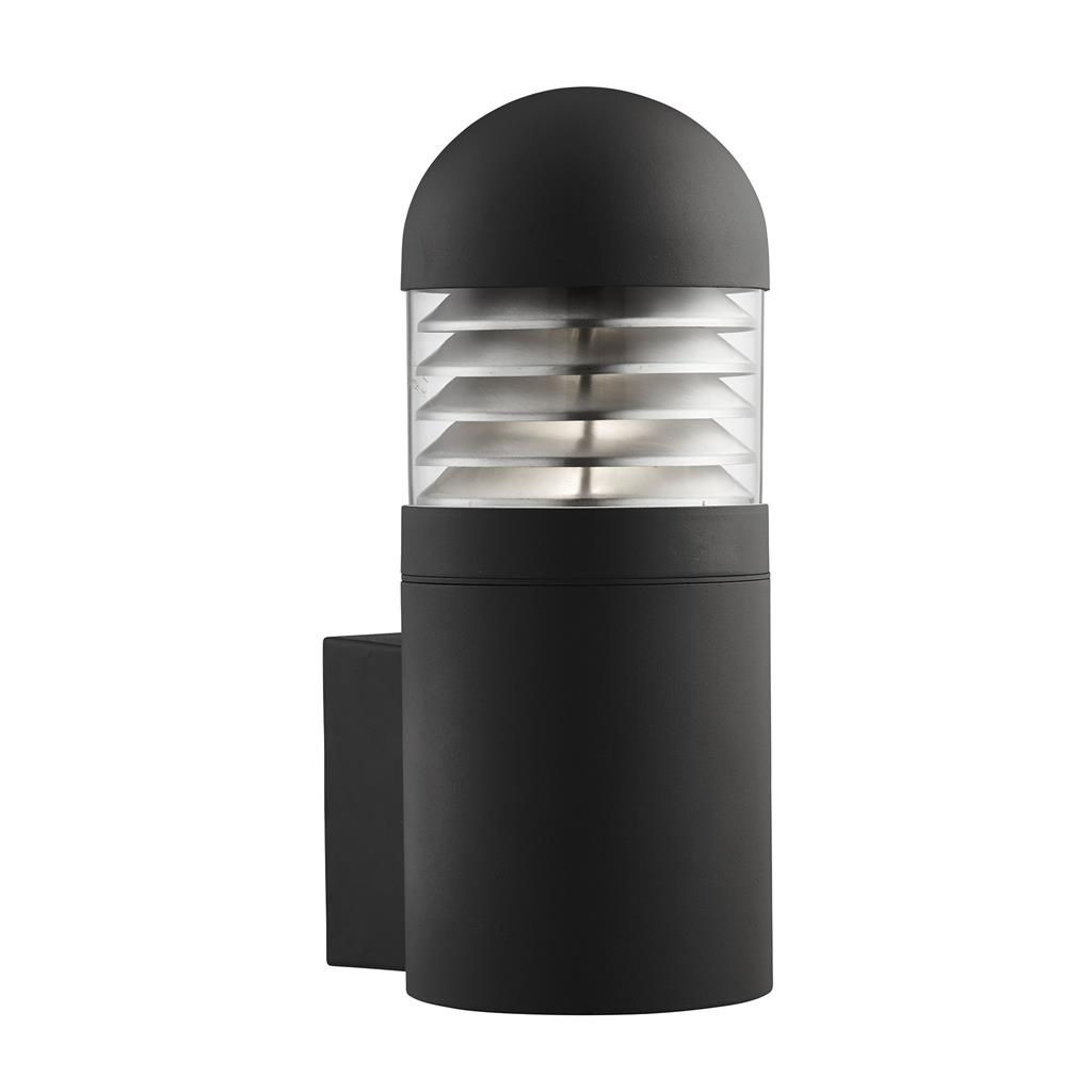 Searchlight Bronx Outdoor Wall Light-Black Metal, Clear Glass & Polycarb