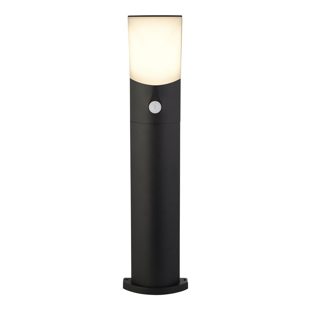 Searchlight Copenhagen Post with PIR - Black Metal & Opal Polycarbonate