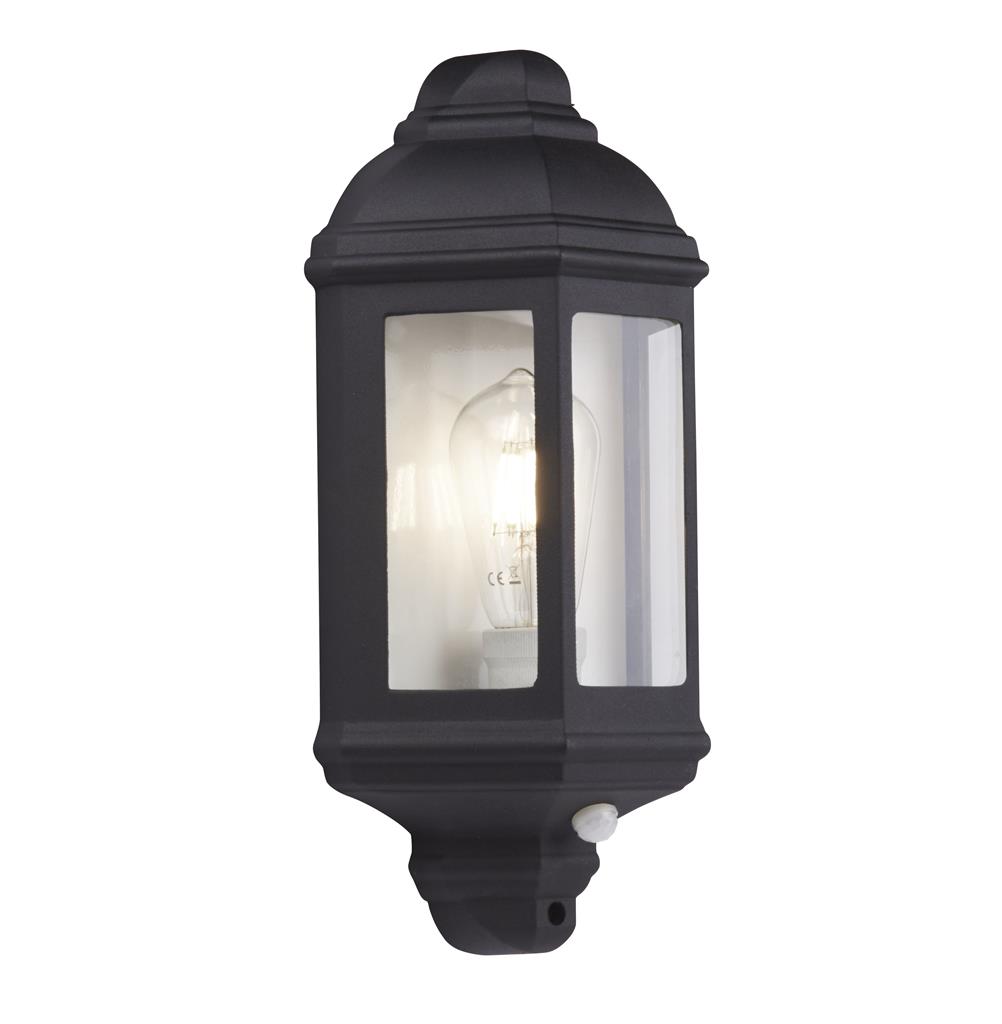 Searchlight Maine  Outdoor Wall Light - Black Metal & Clear Glass