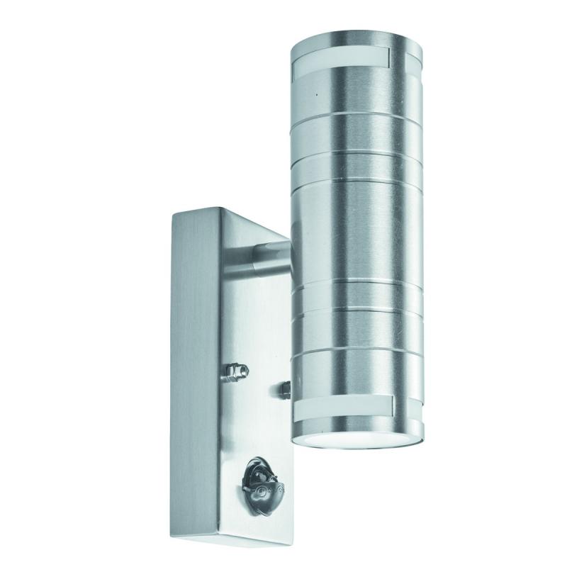 Searchlight Metro Outdoor Wall Light - Stainless Steel Metal & Glass