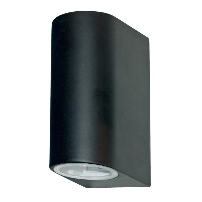 Searchlight Eiffel Outdoor Wall Light-Black Metal, Clear & Frosted Glass
