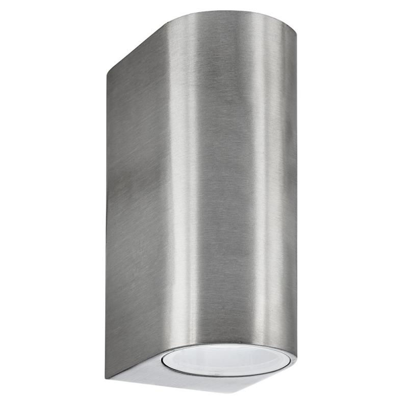 Searchlight Eiffel Outdoor 2Lt Wall Light- Satin Silver, Clear & Frosted