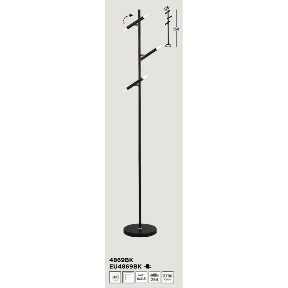 SEARCHLIGHT EU4869BK Wands Stojanové svietidlo