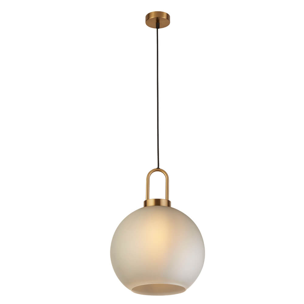 Searchlight Snowdrop Pendant  - Brass Metal & Acid Glass