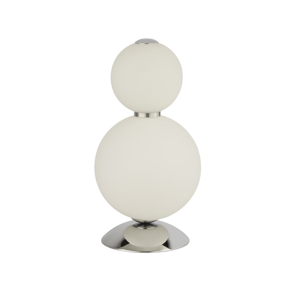 Searchlight Snowball  Table Lamp  - Chrome Metal & Opal Glass