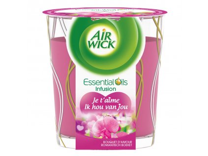 Air Wick Essential Oils Infusion DECOR I love You romantická kytica sviečka 105g