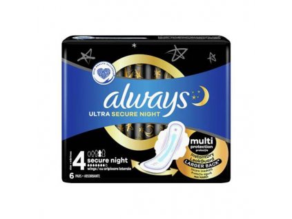 always ultra secure night sanitary pads with wings 6 pcs 43061 myprimarket com