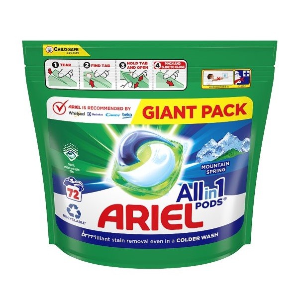 E-shop Ariel All in One montain spring gélové kapsule 72ks