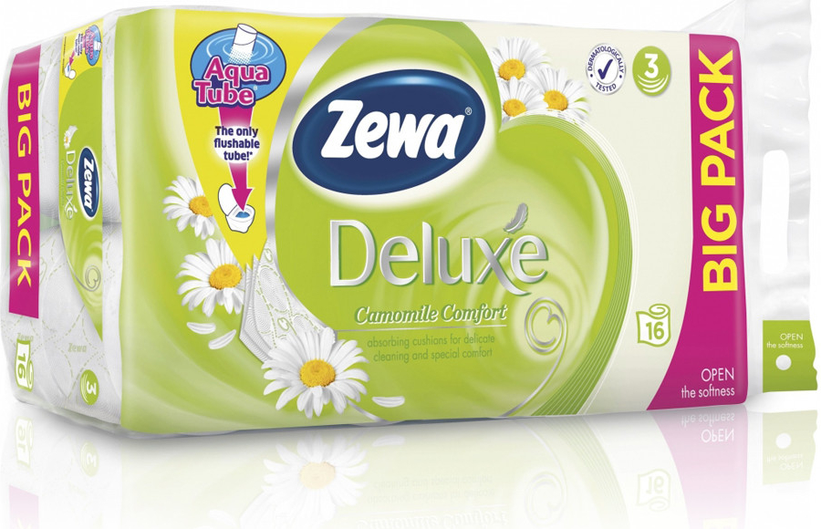 E-shop Zewa Deluxe Aquatube Camomile Comfort toaletný papier 16ks
