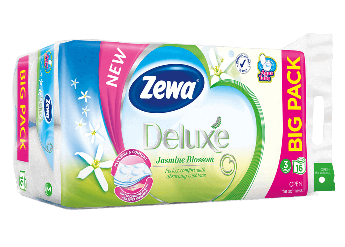 E-shop Zewa Deluxe Aquatube Jasmine Blossom toaletný papier 16ks