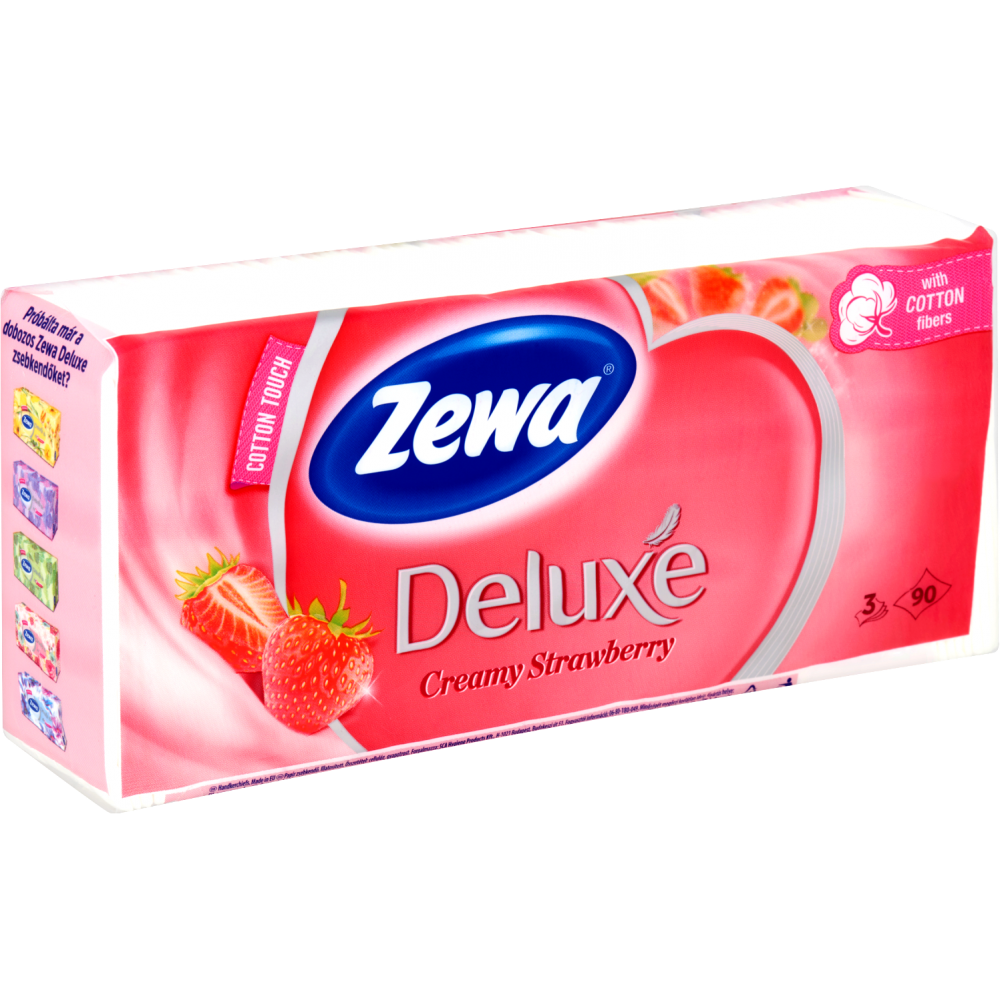 E-shop Zewa Deluxe Aroma Creamy Strawberry papierové hygienické vreckovky 90ks