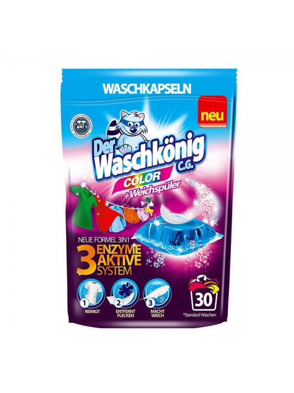 Waschkönig Color 3in1-Caps gélové kapsule do prania 30ks