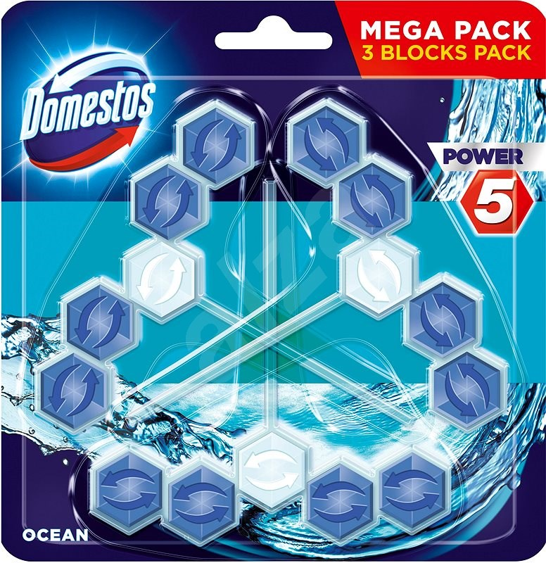 Domestos Power 5 Ocean tuhý WC Blok 3x55g