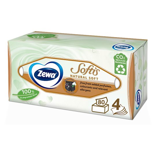 E-shop Zewa Softis Natural Soft Box papierové vreckovky 4vrstvové 80ks