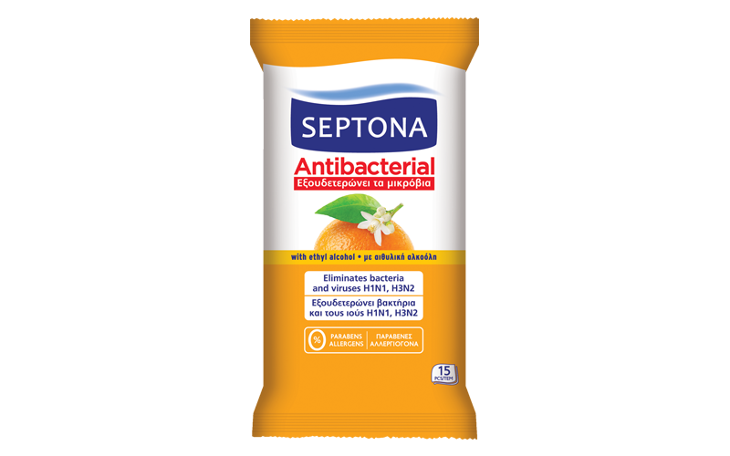 E-shop Septona vlhčené obrúsky s antibakteriálnym účinkom s vôňou pomarančového kvetu 15ks