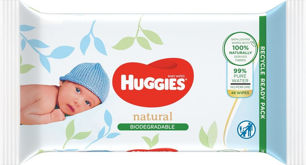 Huggies Natural Biodegradable vlhčené utierky 48ks