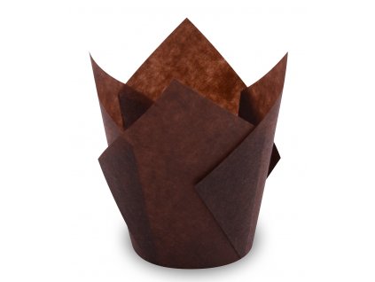 Tulipánový cukrárenský košíček (PAP) hnedý Ø50 x 85 mm / 16 x 16 cm [100 ks]