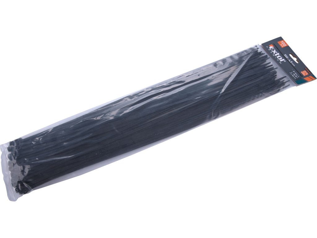 EXTOL PREMIUM 8856168 pásky stahovací černé, 500x4,8mm, 100ks, nylon