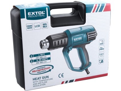 EXTOL INDUSTRIAL 8794800 pistole horkovzdušná s plynulou regulací teploty a proudu vzduchu, 2000W