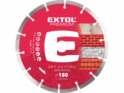 EXTOL PREMIUM 108714 kotouč diamantový řezný segmentový - suché řezání, 180x22,2x2,8mm