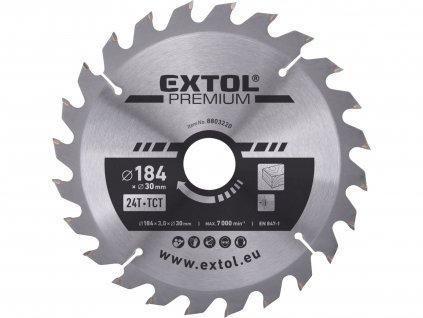 EXTOL PREMIUM 8803220 kotouč pilový s SK plátky, 184x2,2x30mm, 24T