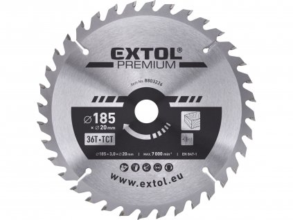 EXTOL PREMIUM 8803226 kotouč pilový s SK plátky, 185x2,2x20mm, 36T