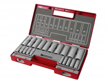 FORTUM 4700012 hlavice nástrčné prodloužené, sada 20ks, 1/4", 1/2"