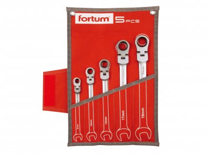 FORTUM 4720201 klíče ráčnové očkoploché s kloubem, sada 5ks, 8-19mm