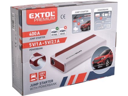 EXTOL PREMIUM 8897320 jump startér, 400A, pro benzínové motory, powerbanka 5V
