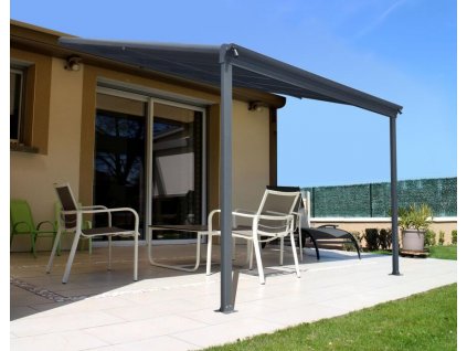 hliníková pergola LANITPLAST WALL 33 antracit + bronz PC