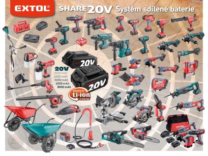 EXTOL PREMIUM 8891811 utahovák rázový 1/2" aku SHARE20V, 180Nm, 20V Li-ion, bez baterie a nabíječky
