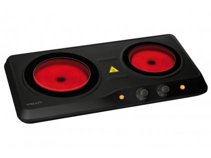 Vařič el. dvouplotýnkový VIGAN 1200W/800W sklokeramika ČER