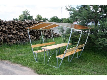 zahradní zastřešená lavička LANITPLAST TIRUP 3 / bronz PC 8 mm