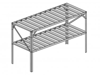 AL regál LANITPLAST 130x50 cm dvoupolicový stříbrný GSB2