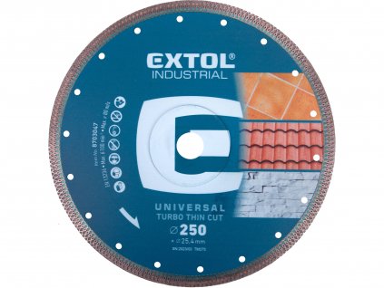 EXTOL INDUSTRIAL 8703047 kotouč diamantový řezný, turbo Thin Cut, suché i mokré řezání, O 250x25,4x2mm