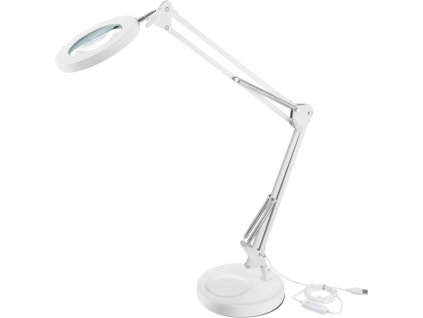 EXTOL LIGHT 43161 lampa stolní s lupou, USB napájení, bílá, 2400lm, 3 barvy světla, 5x zvětšení