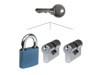 Set na společný uzávěr 2x vložka 30+35Ni a 1x visací zámek 52 RICH