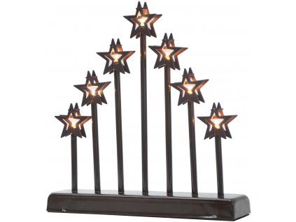 Svícen vánoční 7 svíček LED,teplá BÍ,hvězda,kov.,26x6x27cm