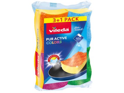 Houbička PUR active Colors střední (3+1ks) 159926 VILEDA
