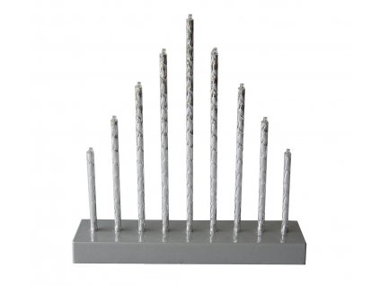 Svícen vánoční  9 svíček LED,teplá BÍ,Al+ABS STŘ,26x24,8x5,7cm,3xA