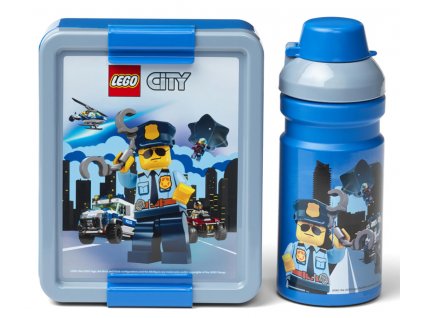 Box svačinový 20x17,3x7,1cm+láhev 390ml,PP+silikon LEGO CITY sada 2díl.