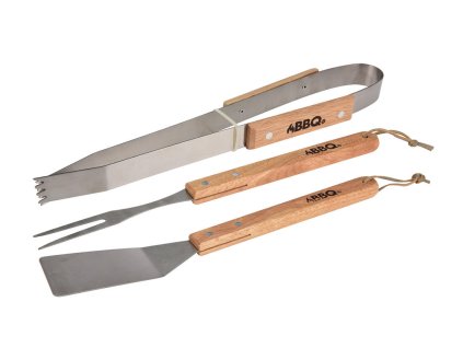 Nářadí grilovací BBQ nerez, dřev.ruk.ojeť sada 3díl.
